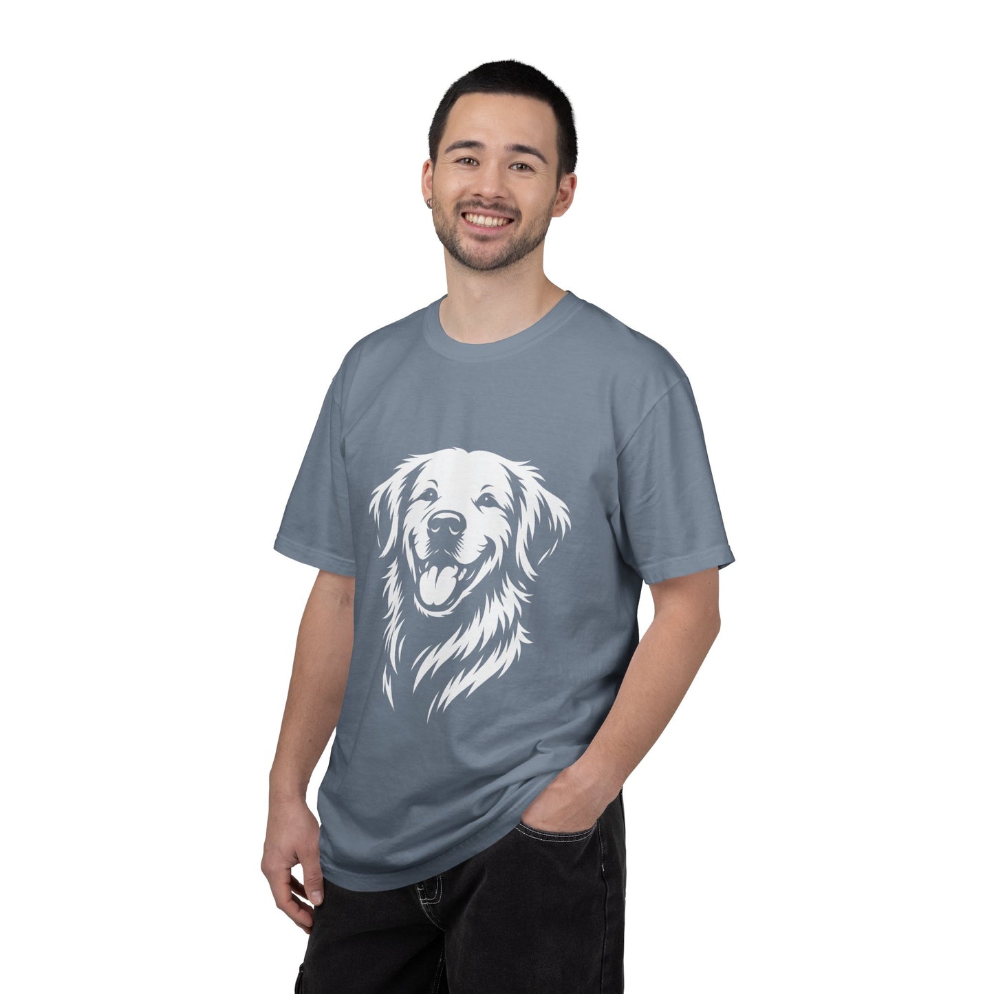 Happy Golden Retriever T-Shirt — Smiling Dog Portrait Tee for Dog Lovers