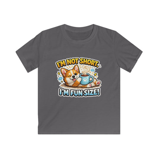 Kids Tee — “I’m Not Short, I’m Funsize!” Cute Corgi Graphic T-Shirt