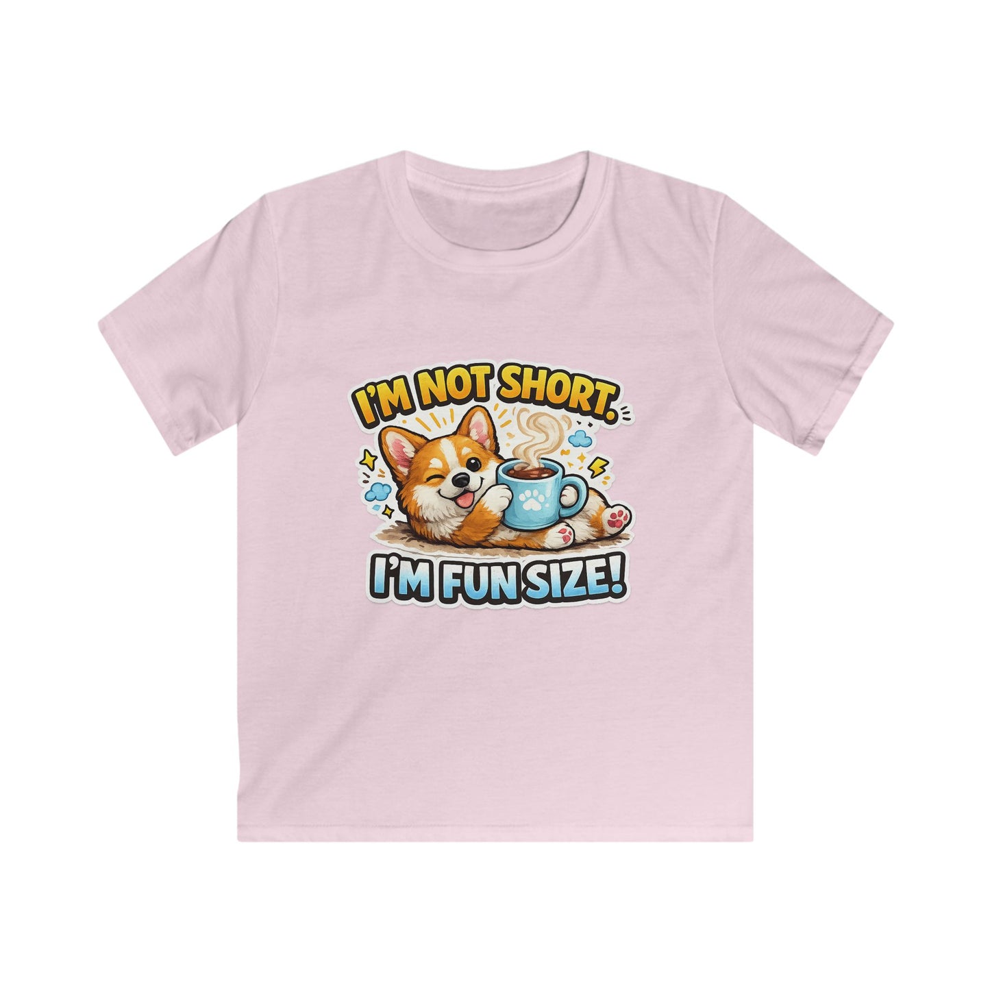 Kids Tee — “I’m Not Short, I’m Funsize!” Cute Corgi Graphic T-Shirt