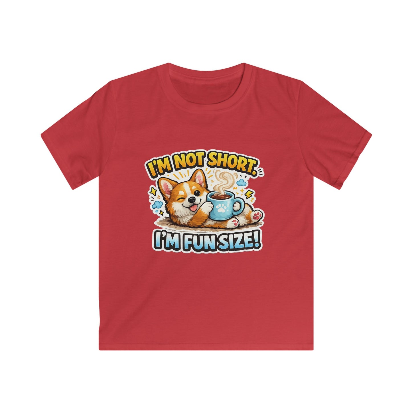 Kids Tee — “I’m Not Short, I’m Funsize!” Cute Corgi Graphic T-Shirt
