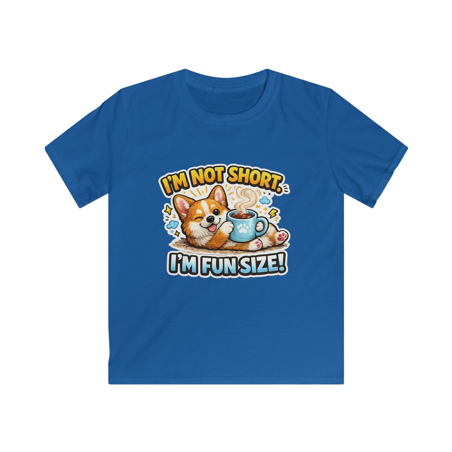 Kids Tee — “I’m Not Short, I’m Funsize!” Cute Corgi Graphic T-Shirt