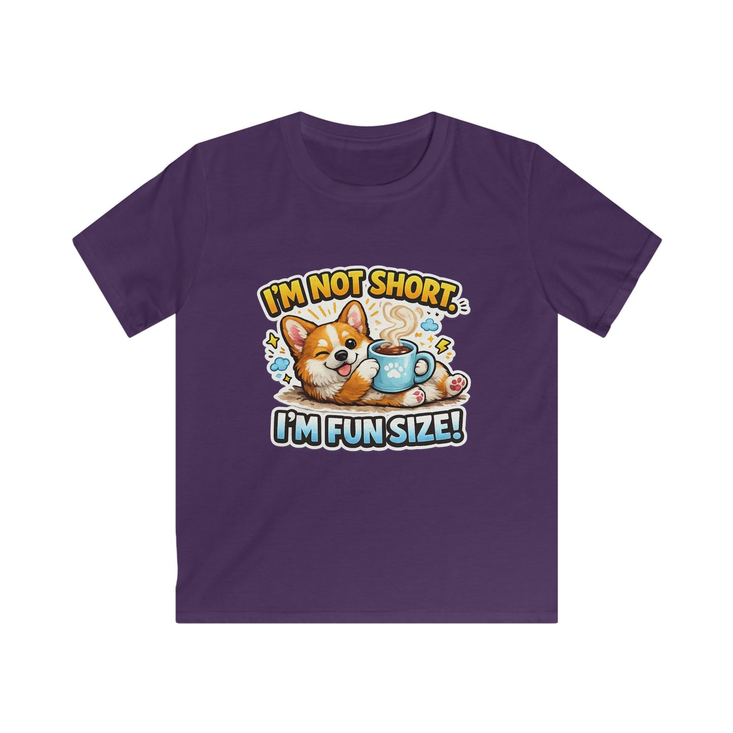 Kids Tee — “I’m Not Short, I’m Funsize!” Cute Corgi Graphic T-Shirt