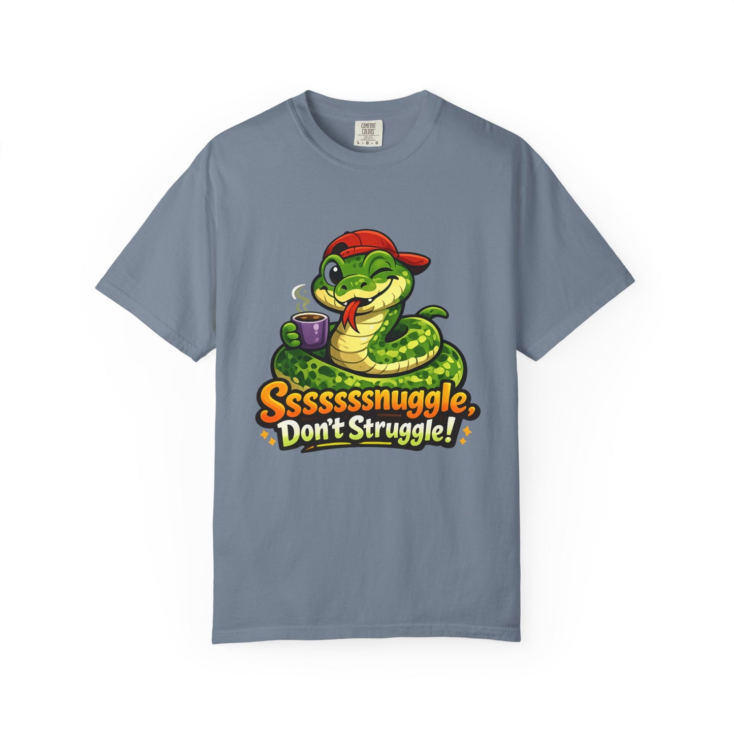 Ssssnuggle Snake T-Shirt — "Ssssssnnuggle, Don't Struggle!" Cute Cozy Snake Graphic Tee