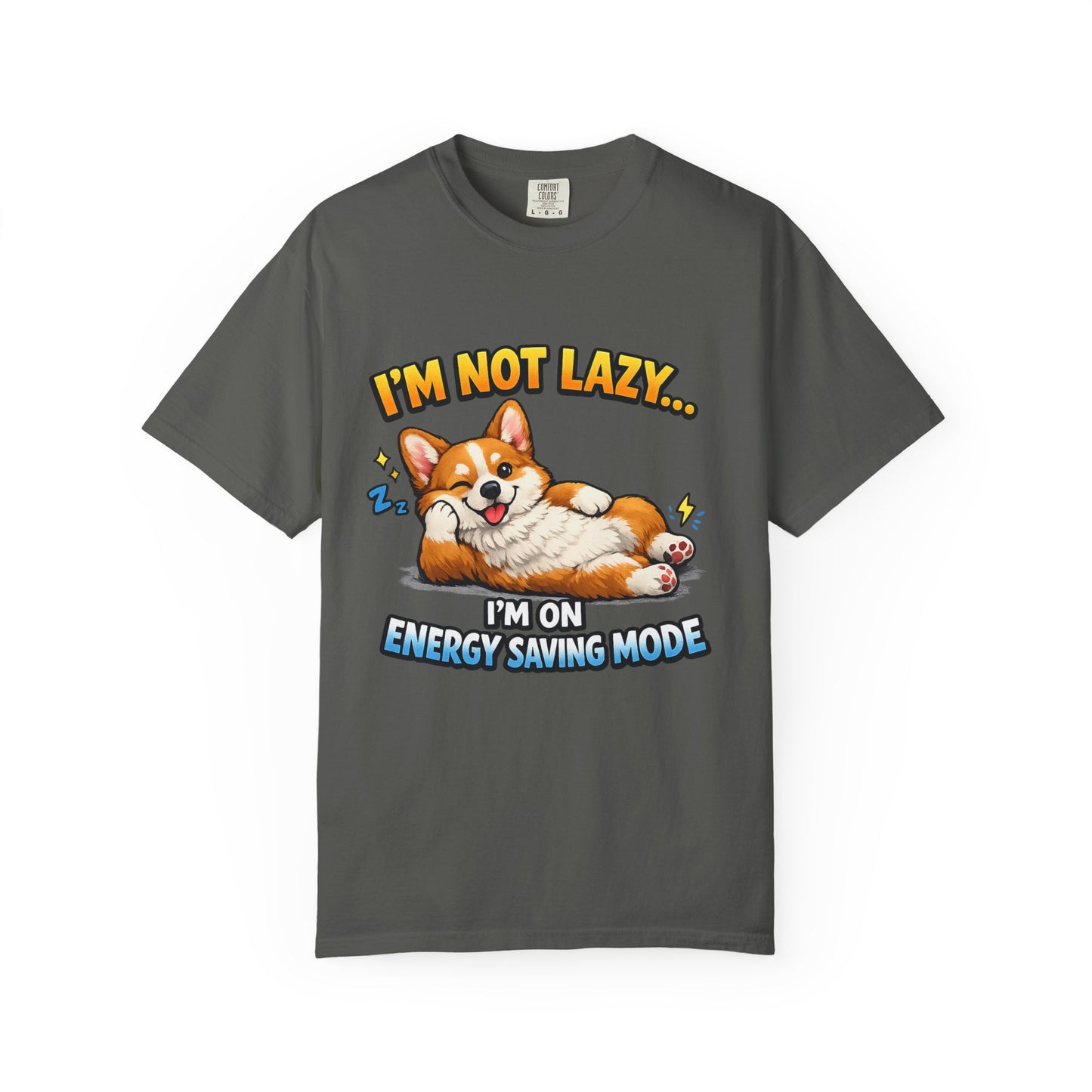 Corgi Energy Saving Mode T-Shirt — "I'm Not Lazy" Cute Dog Graphic Tee