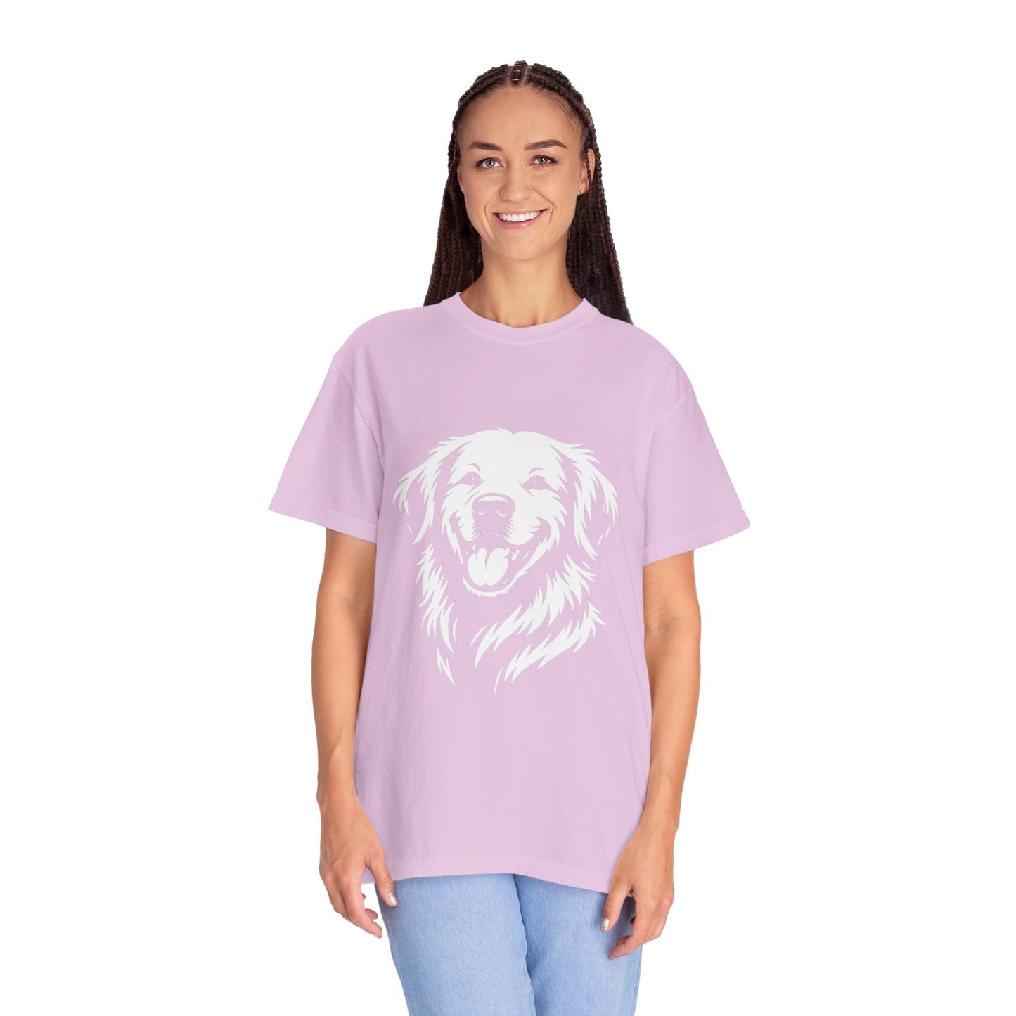 Happy Golden Retriever T-Shirt — Smiling Dog Portrait Tee for Dog Lovers