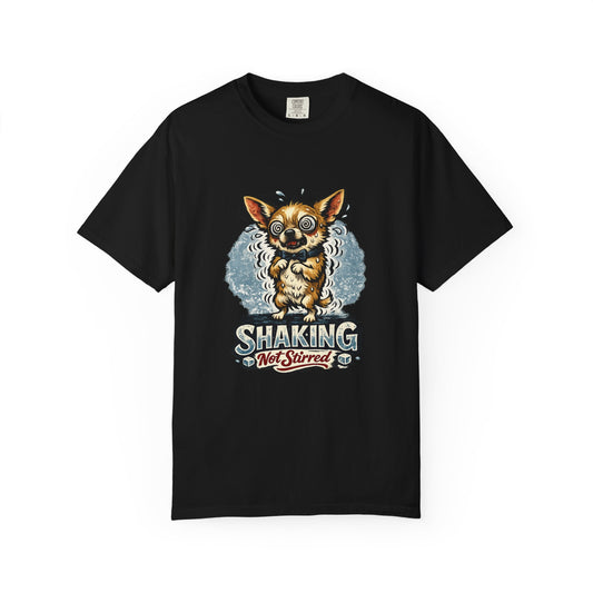 T-Shirt — 'Shaking Not Stirred' Cute Shivering Chihuahua Graphic Tee
