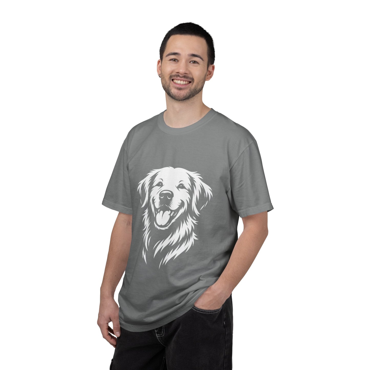 Happy Golden Retriever T-Shirt — Smiling Dog Portrait Tee for Dog Lovers