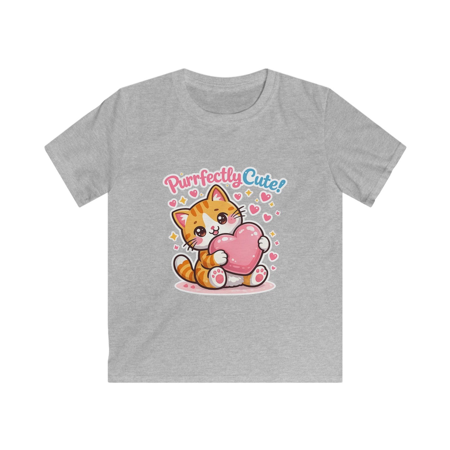 Kids Tee — "Purrfectly Cute"  Cat Heart Graphic