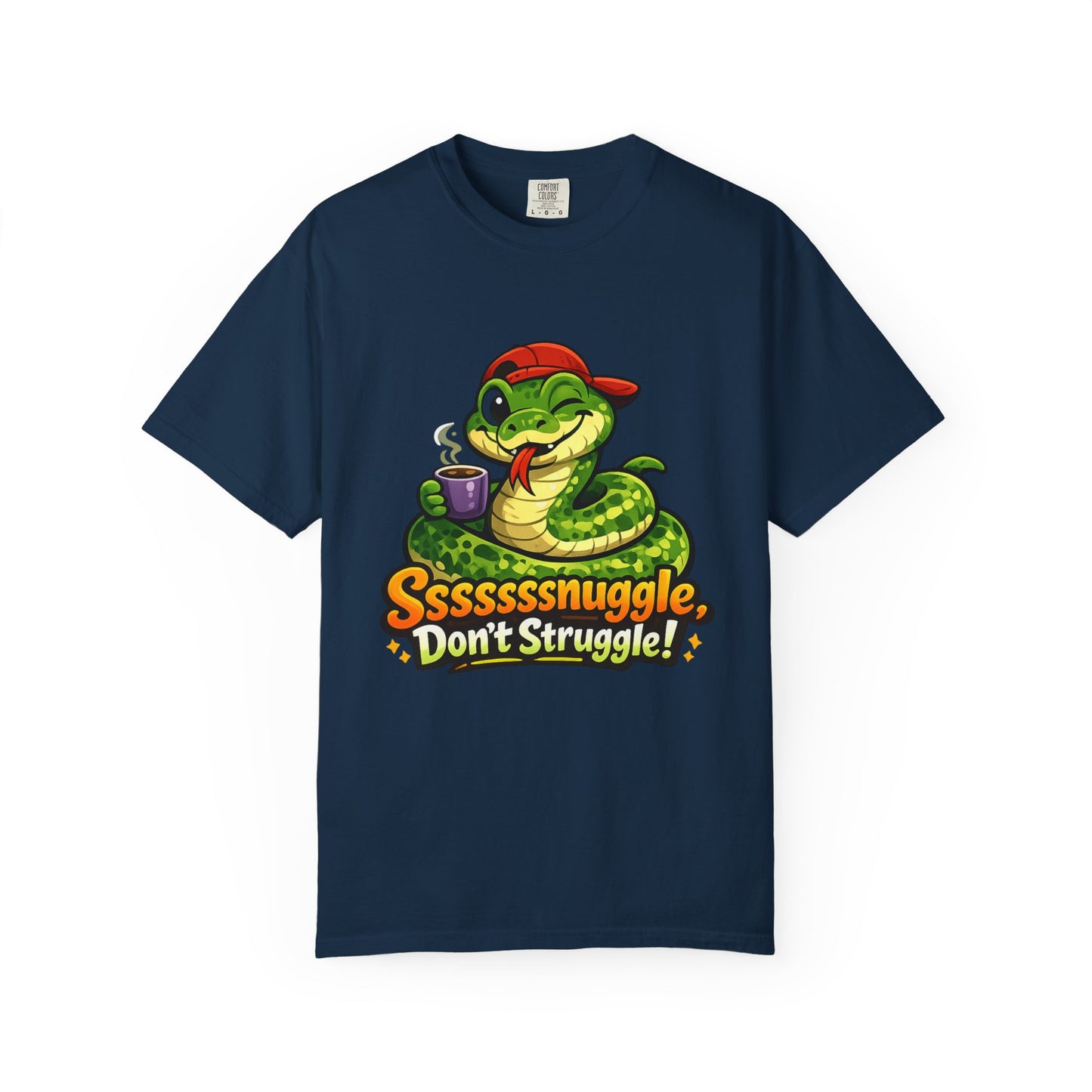 Ssssnuggle Snake T-Shirt — "Ssssssnnuggle, Don't Struggle!" Cute Cozy Snake Graphic Tee