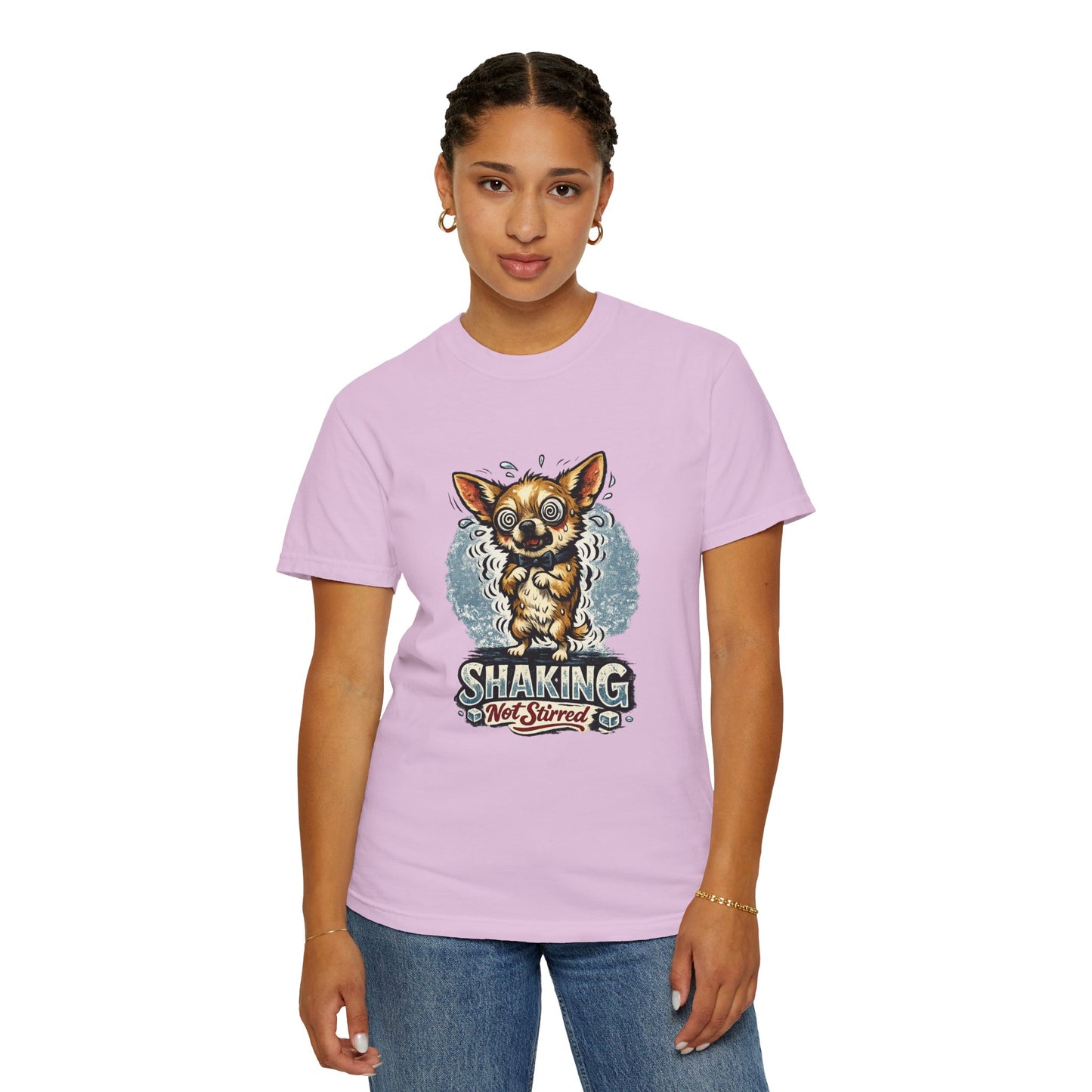 T-Shirt — 'Shaking Not Stirred' Cute Shivering Chihuahua Graphic Tee