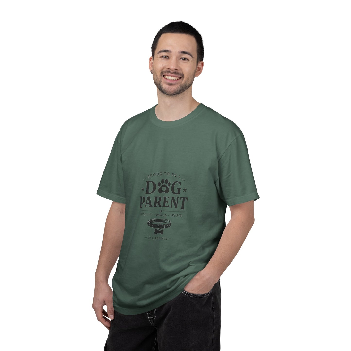Dog Parent T-Shirt — Proud to Be a Dog Parent Graphic Tee in black lettering
