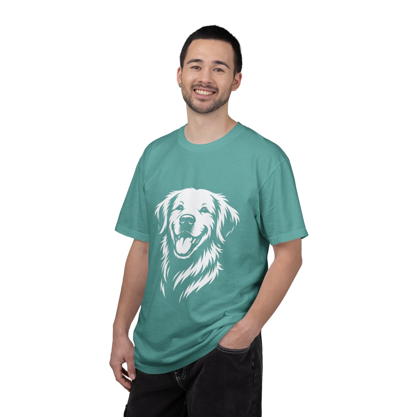 Happy Golden Retriever T-Shirt — Smiling Dog Portrait Tee for Dog Lovers