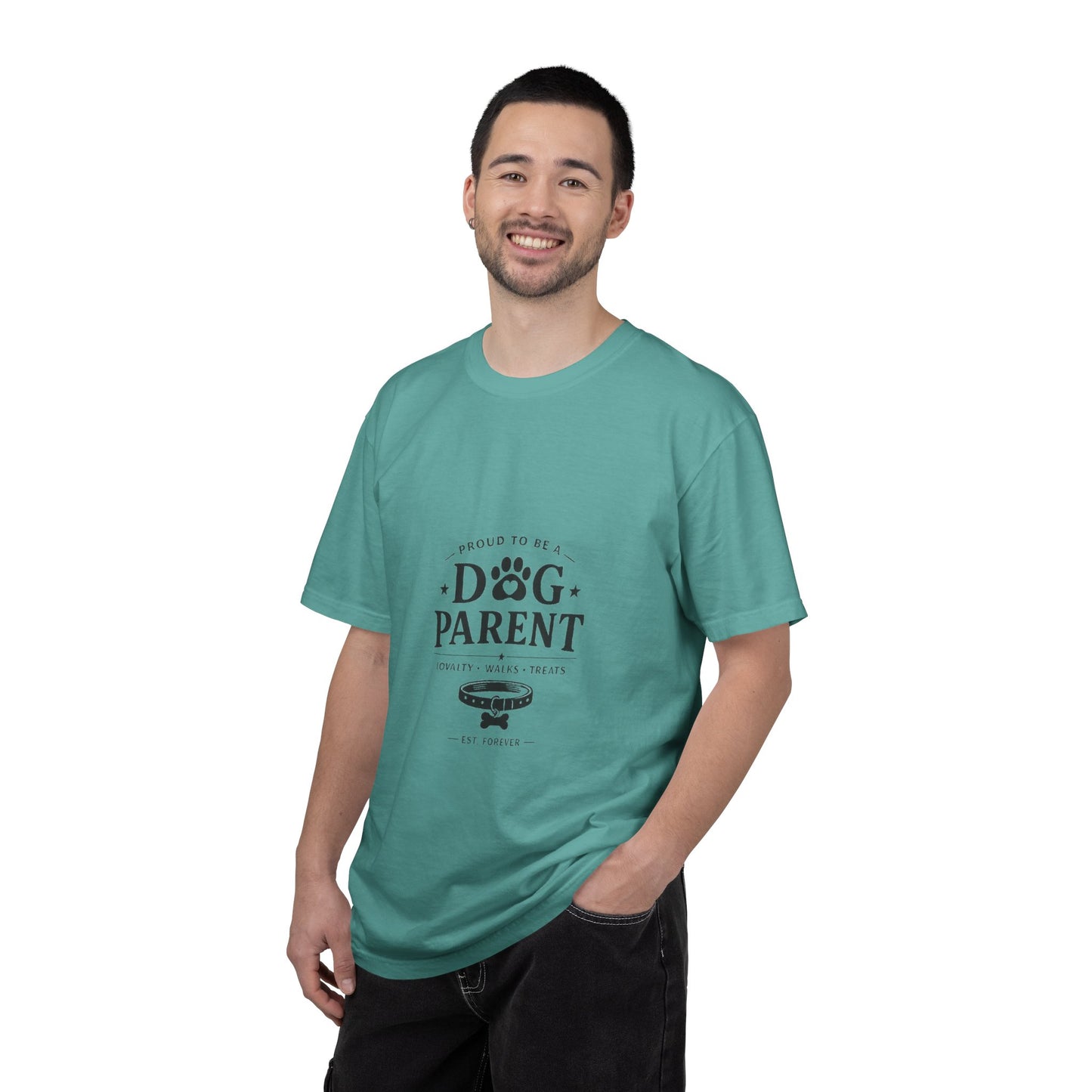 Dog Parent T-Shirt — Proud to Be a Dog Parent Graphic Tee in black lettering