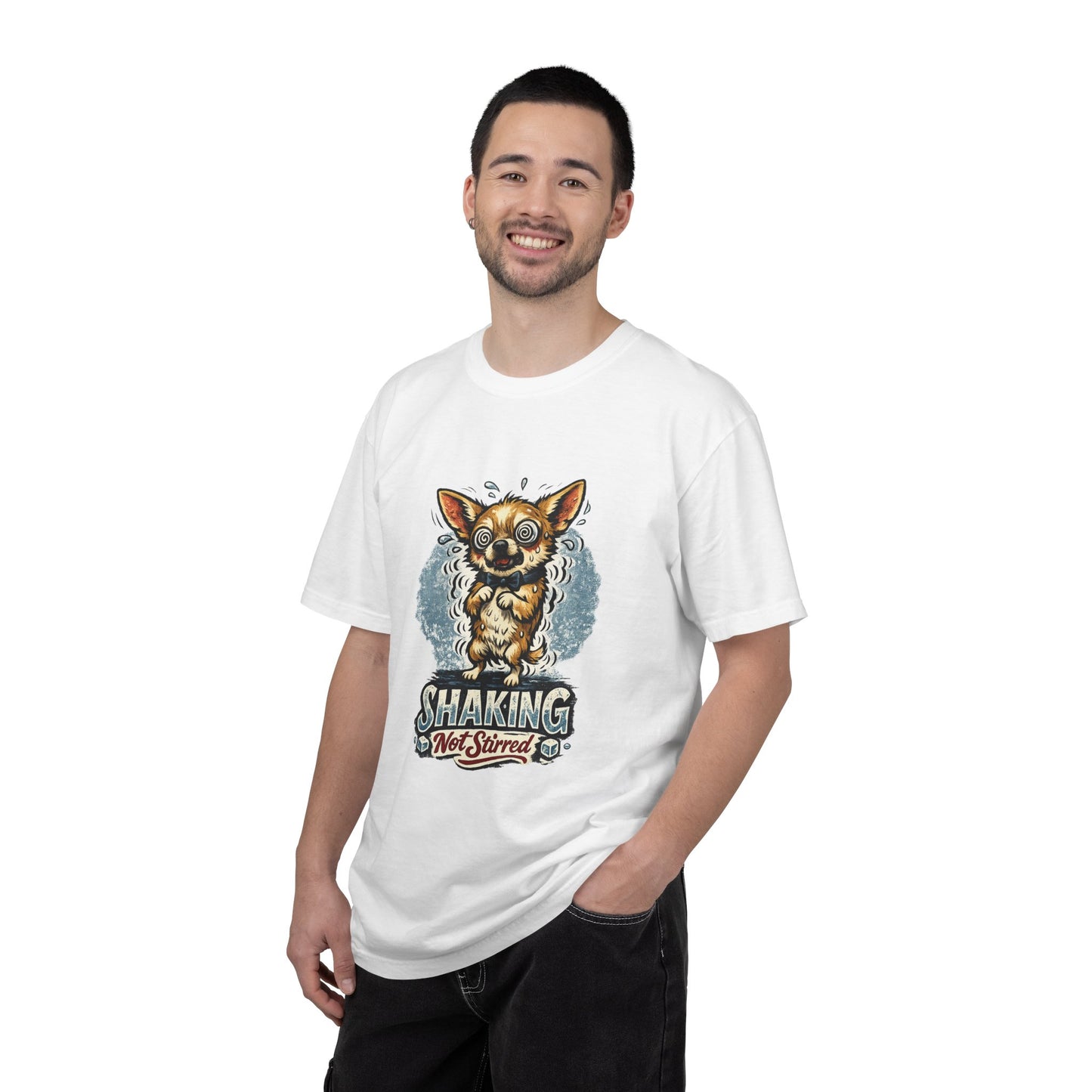 T-Shirt — 'Shaking Not Stirred' Cute Shivering Chihuahua Graphic Tee