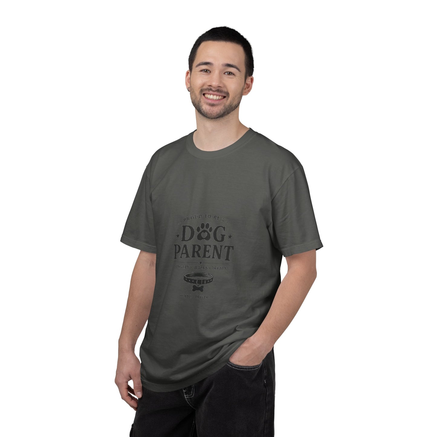 Dog Parent T-Shirt — Proud to Be a Dog Parent Graphic Tee in black lettering