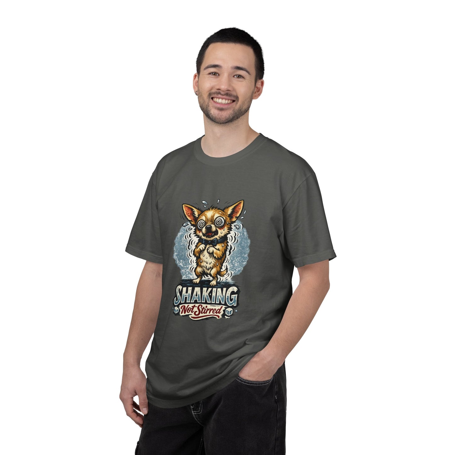 T-Shirt — 'Shaking Not Stirred' Cute Shivering Chihuahua Graphic Tee