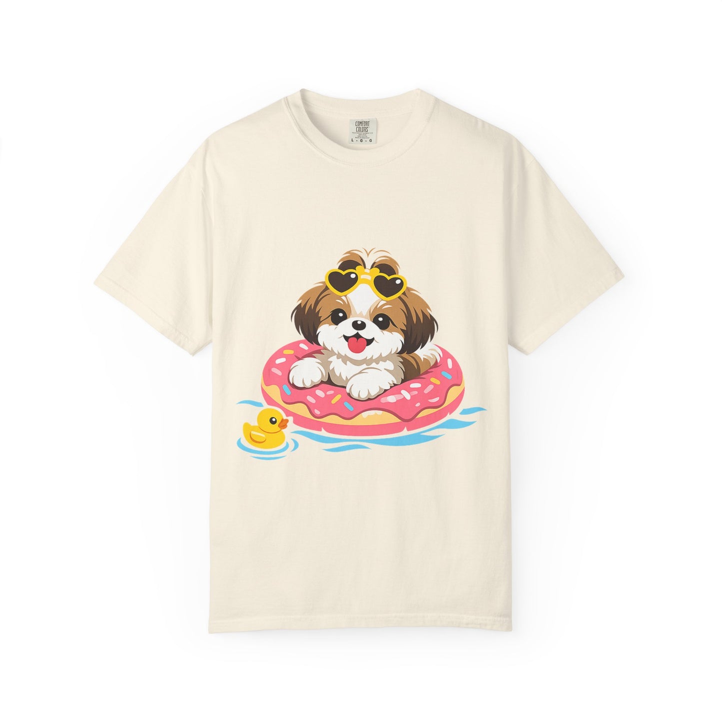 shih tzu Puppy Pool Float T-Shirt — Cute Dog Summer Graphic Tee
