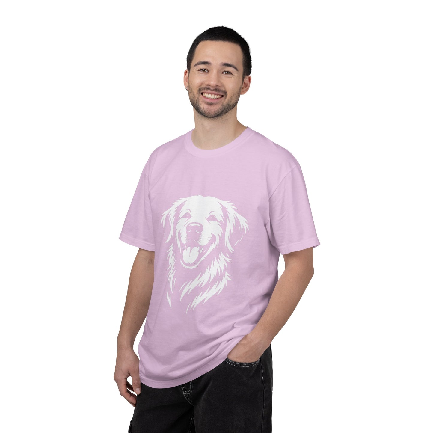 Happy Golden Retriever T-Shirt — Smiling Dog Portrait Tee for Dog Lovers