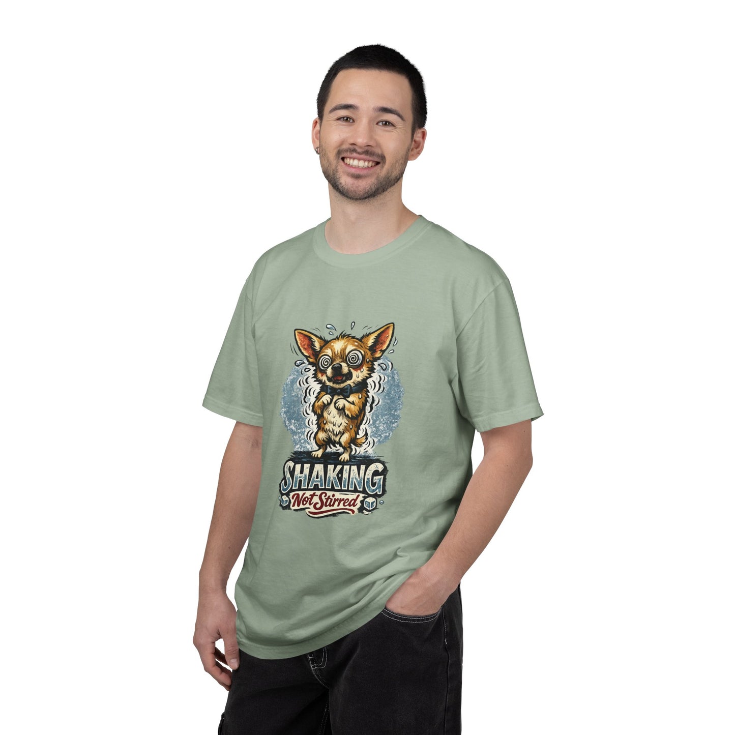T-Shirt — 'Shaking Not Stirred' Cute Shivering Chihuahua Graphic Tee