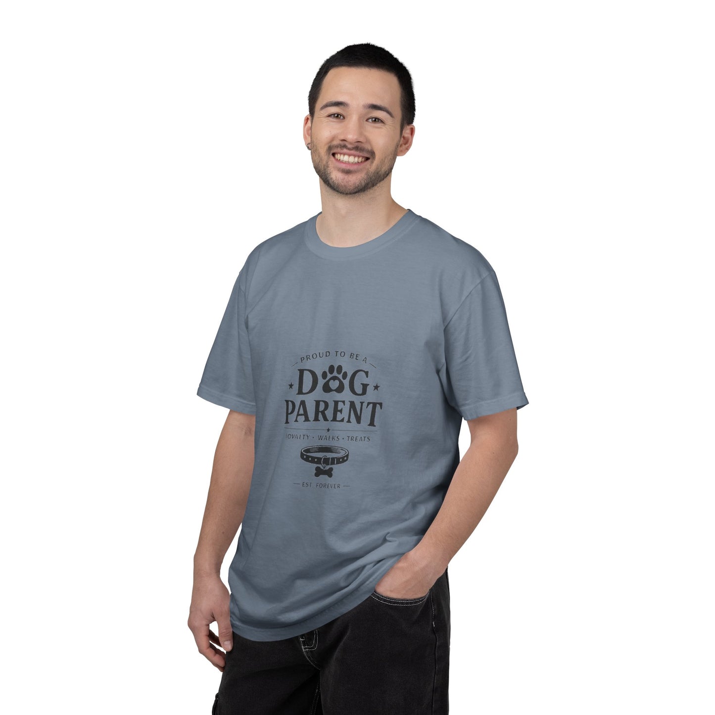 Dog Parent T-Shirt — Proud to Be a Dog Parent Graphic Tee in black lettering
