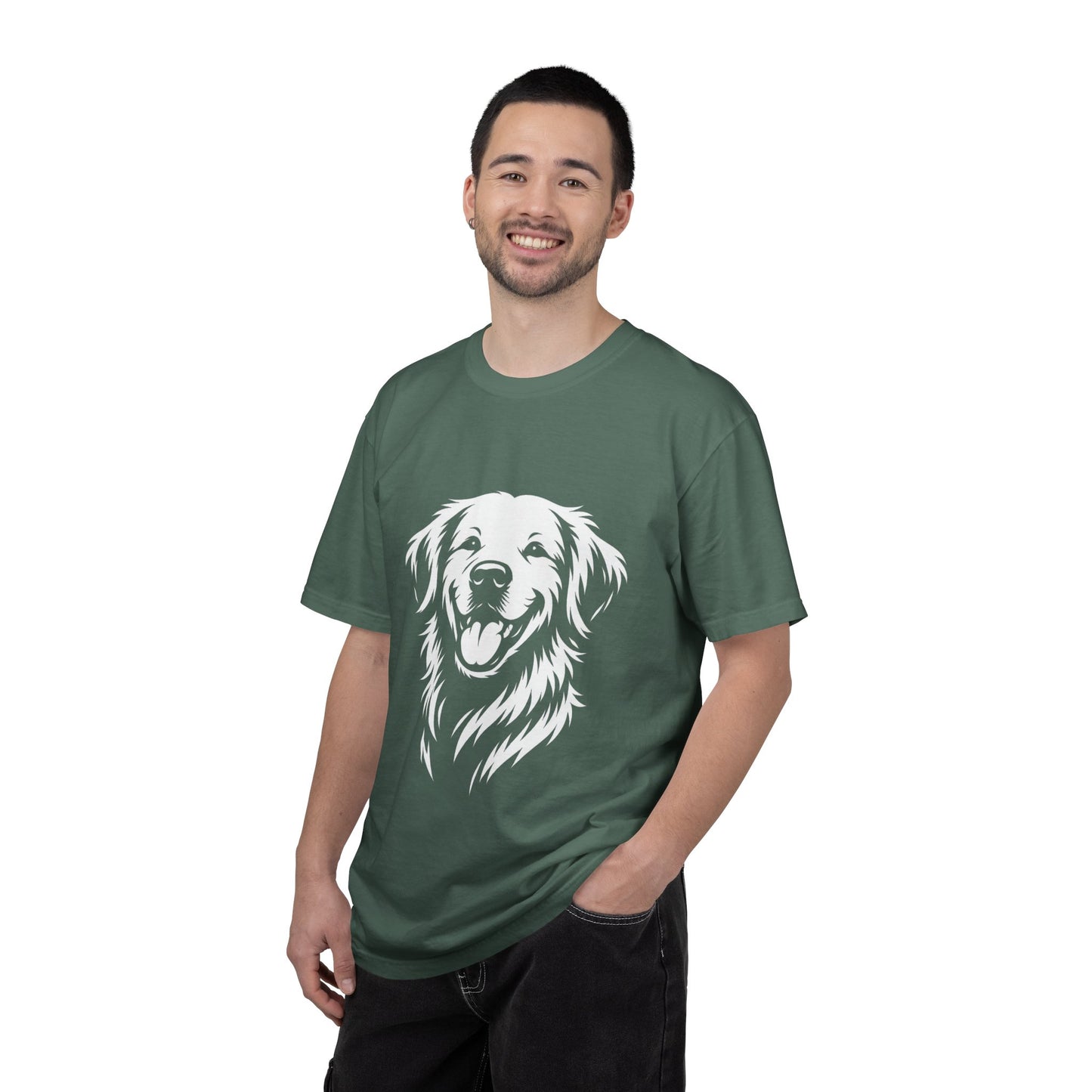 Happy Golden Retriever T-Shirt — Smiling Dog Portrait Tee for Dog Lovers