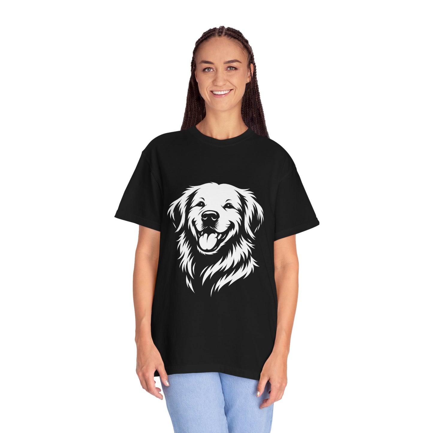 Happy Golden Retriever T-Shirt — Smiling Dog Portrait Tee for Dog Lovers