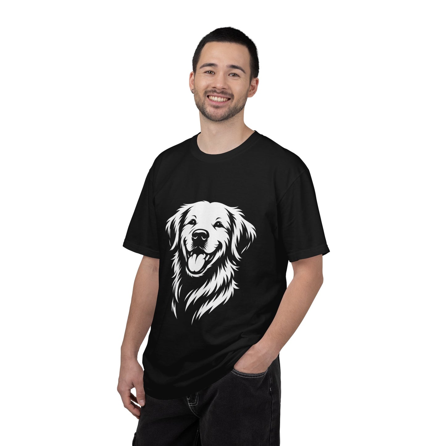 Happy Golden Retriever T-Shirt — Smiling Dog Portrait Tee for Dog Lovers
