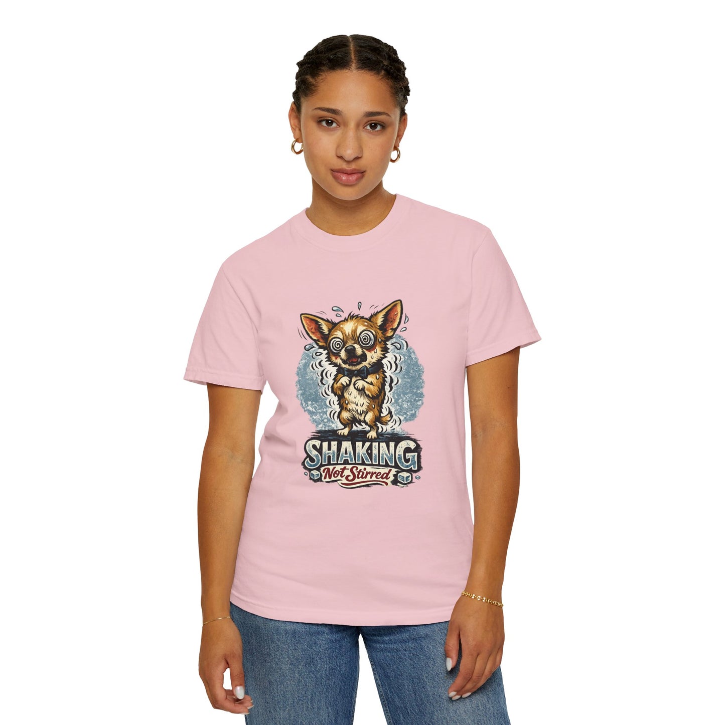 T-Shirt — 'Shaking Not Stirred' Cute Shivering Chihuahua Graphic Tee