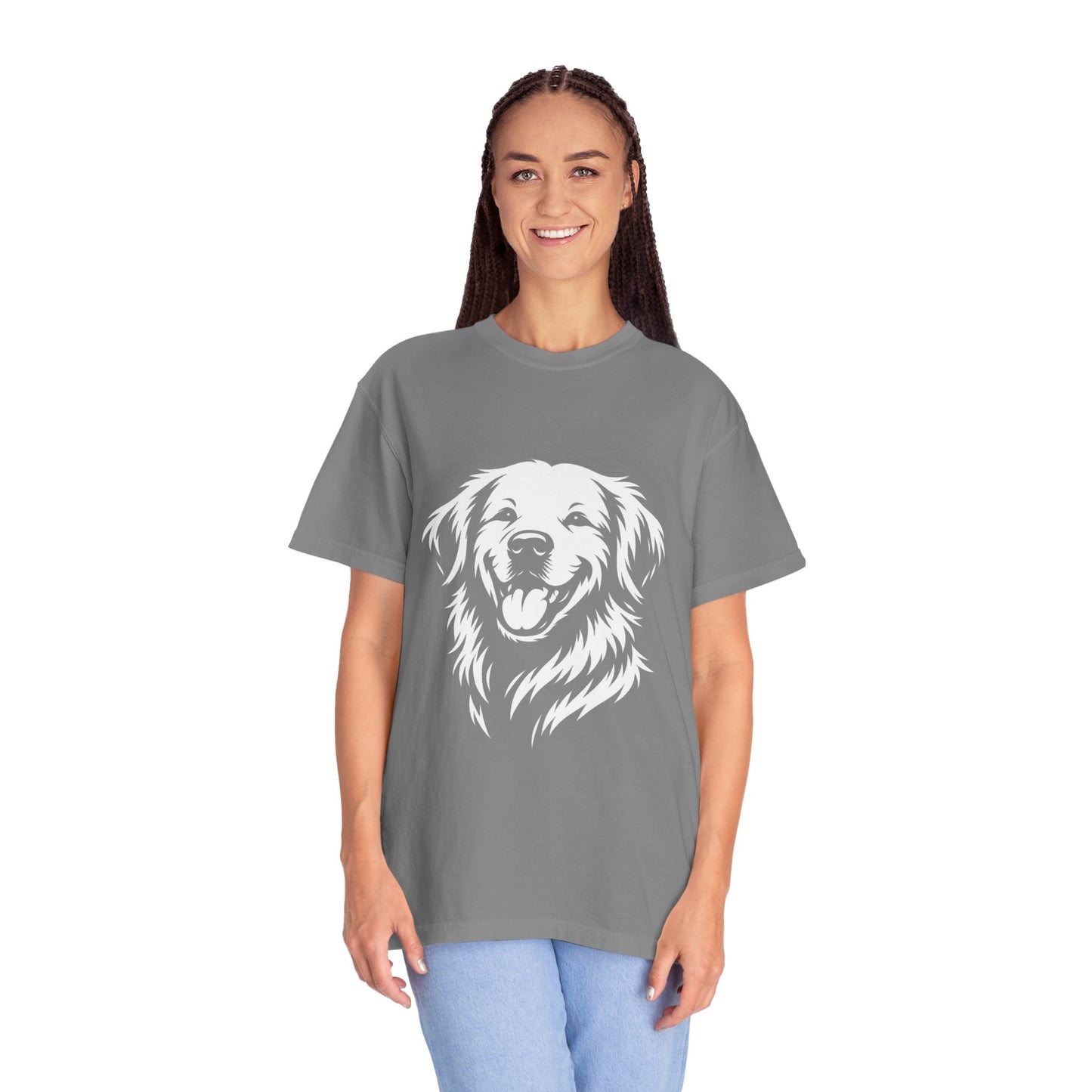 Happy Golden Retriever T-Shirt — Smiling Dog Portrait Tee for Dog Lovers
