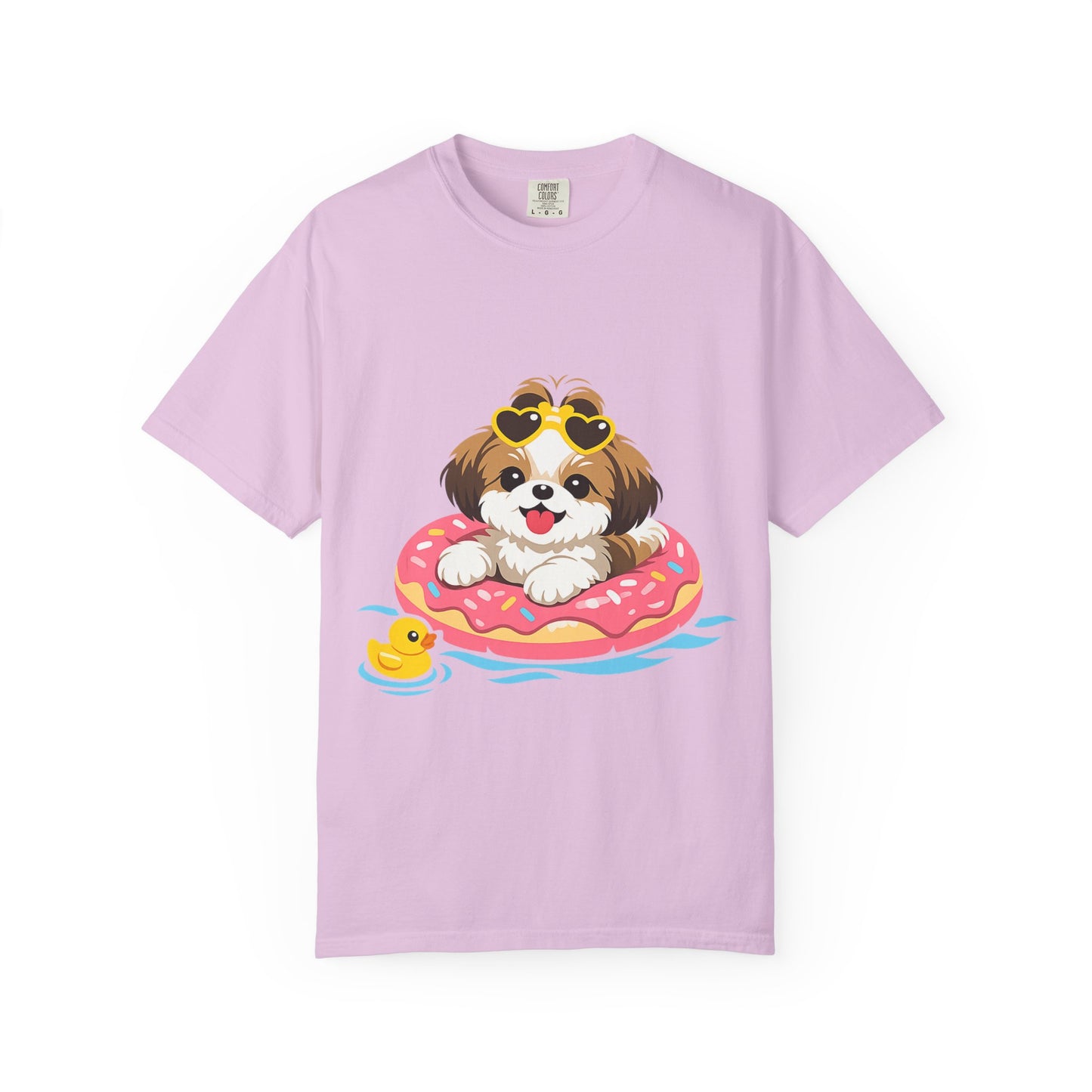 shih tzu Puppy Pool Float T-Shirt — Cute Dog Summer Graphic Tee