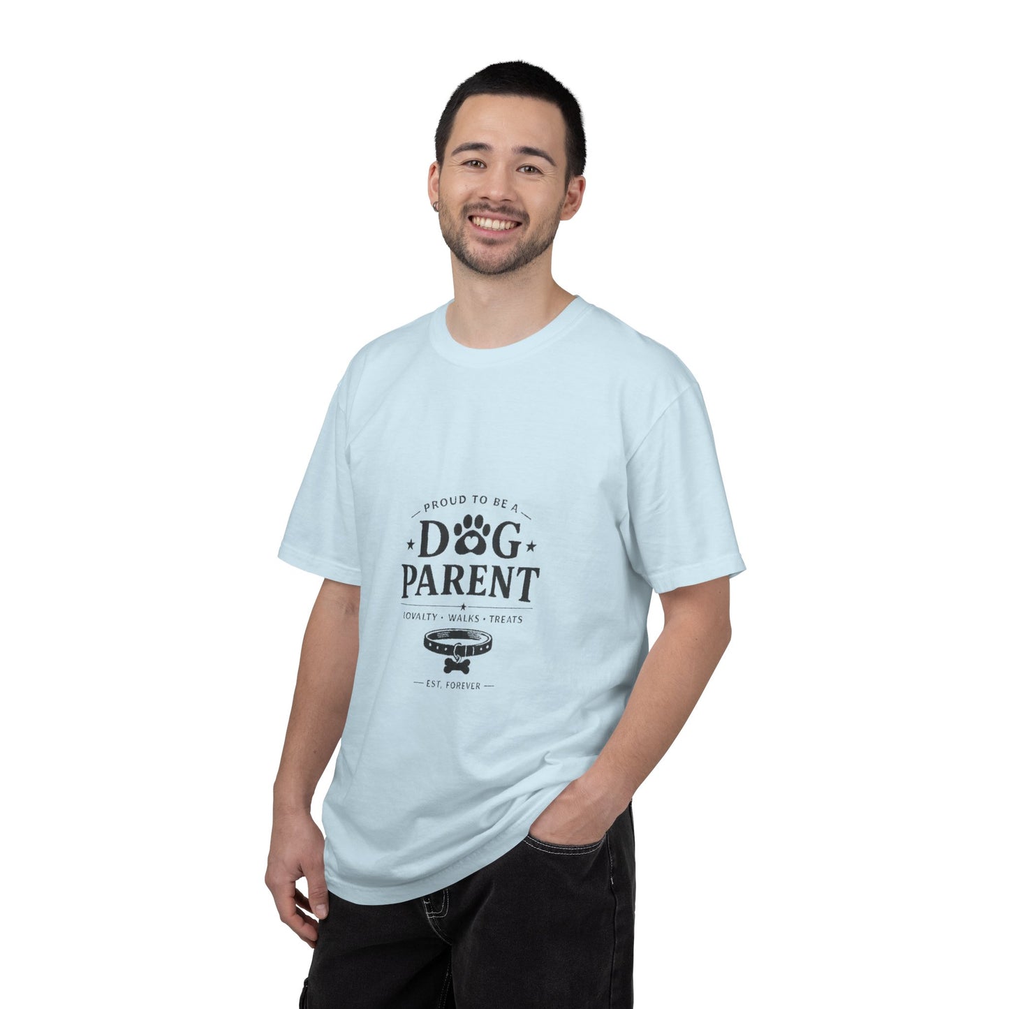 Dog Parent T-Shirt — Proud to Be a Dog Parent Graphic Tee in black lettering