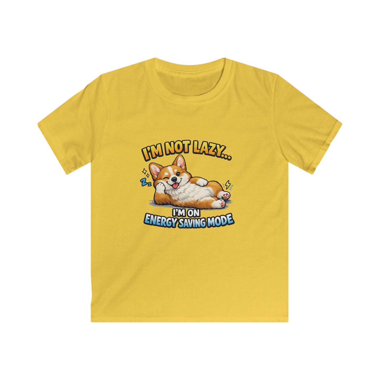 Kids Tee — Cute Corgi “I’m Not Lazy… I’m on Energy Saving Mode”