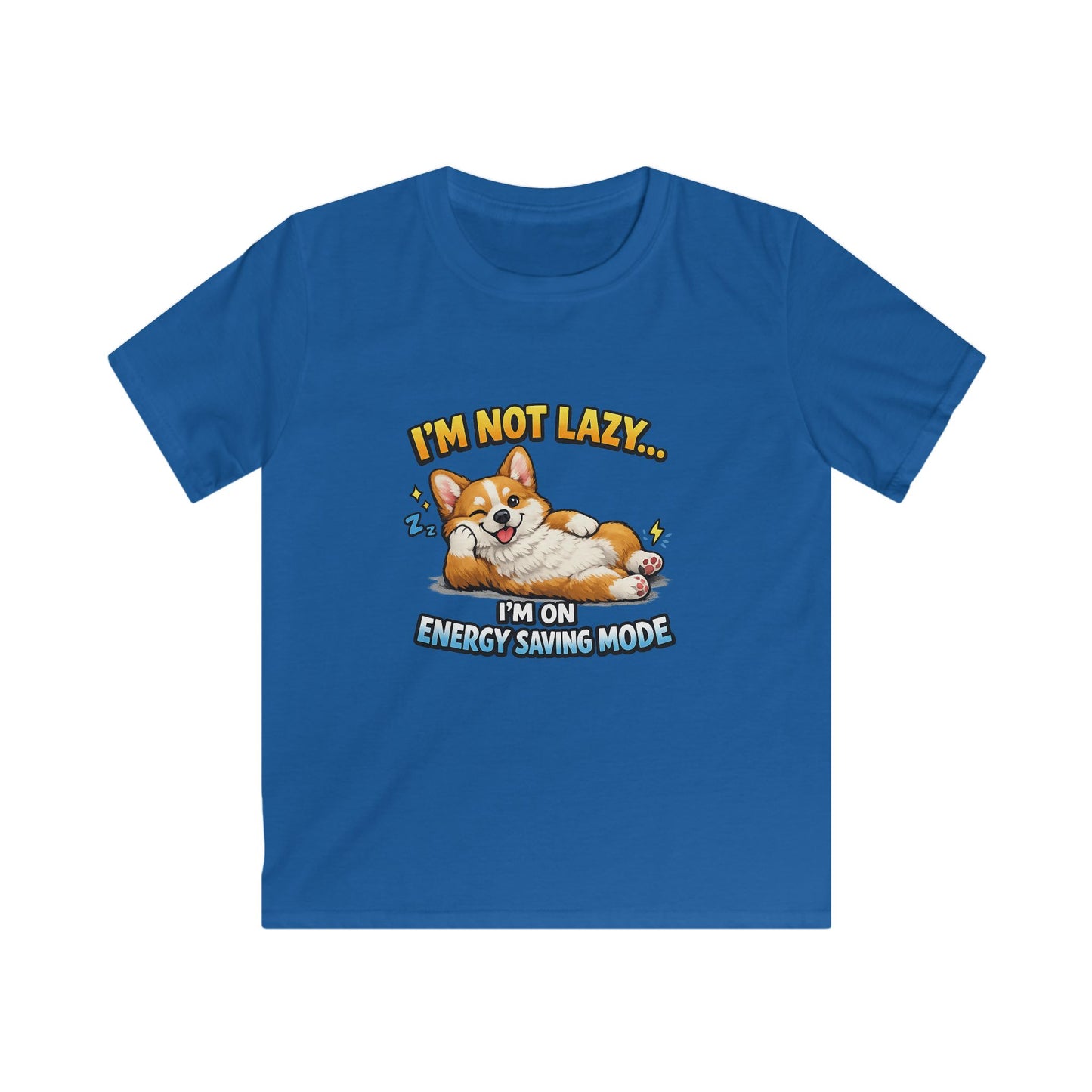 Kids Tee — Cute Corgi “I’m Not Lazy… I’m on Energy Saving Mode”