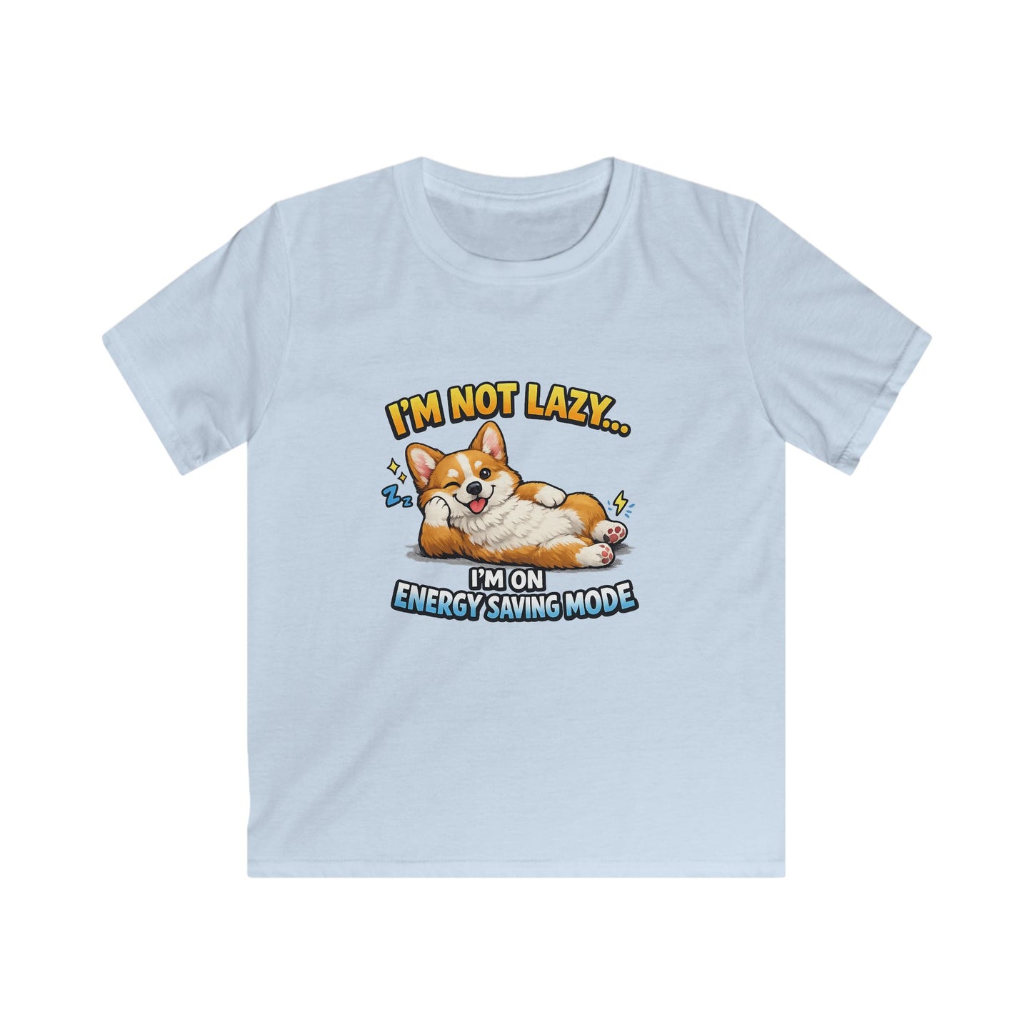 Kids Tee — Cute Corgi “I’m Not Lazy… I’m on Energy Saving Mode”