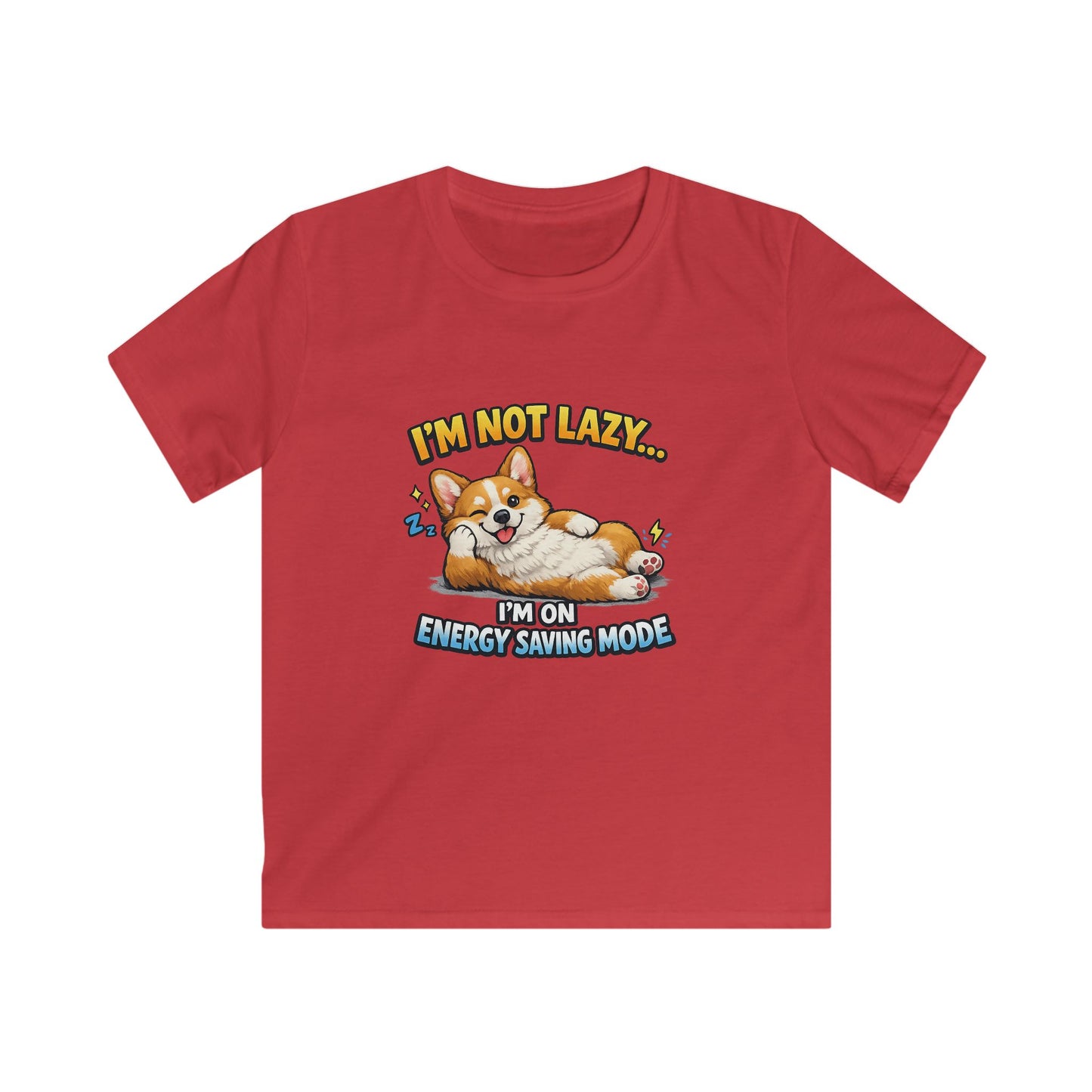 Kids Tee — Cute Corgi “I’m Not Lazy… I’m on Energy Saving Mode”