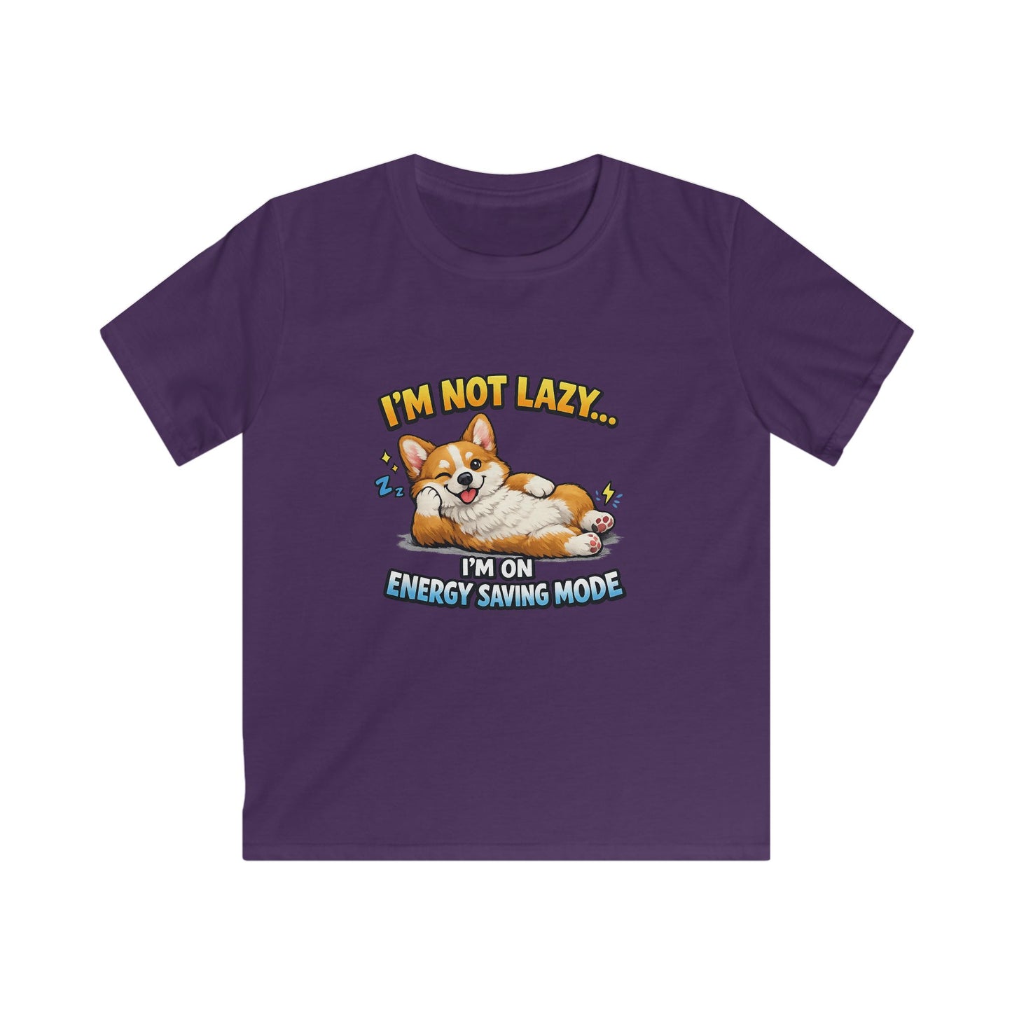 Kids Tee — Cute Corgi “I’m Not Lazy… I’m on Energy Saving Mode”