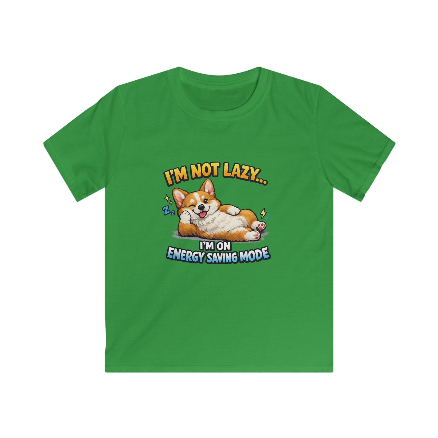 Kids Tee — Cute Corgi “I’m Not Lazy… I’m on Energy Saving Mode”