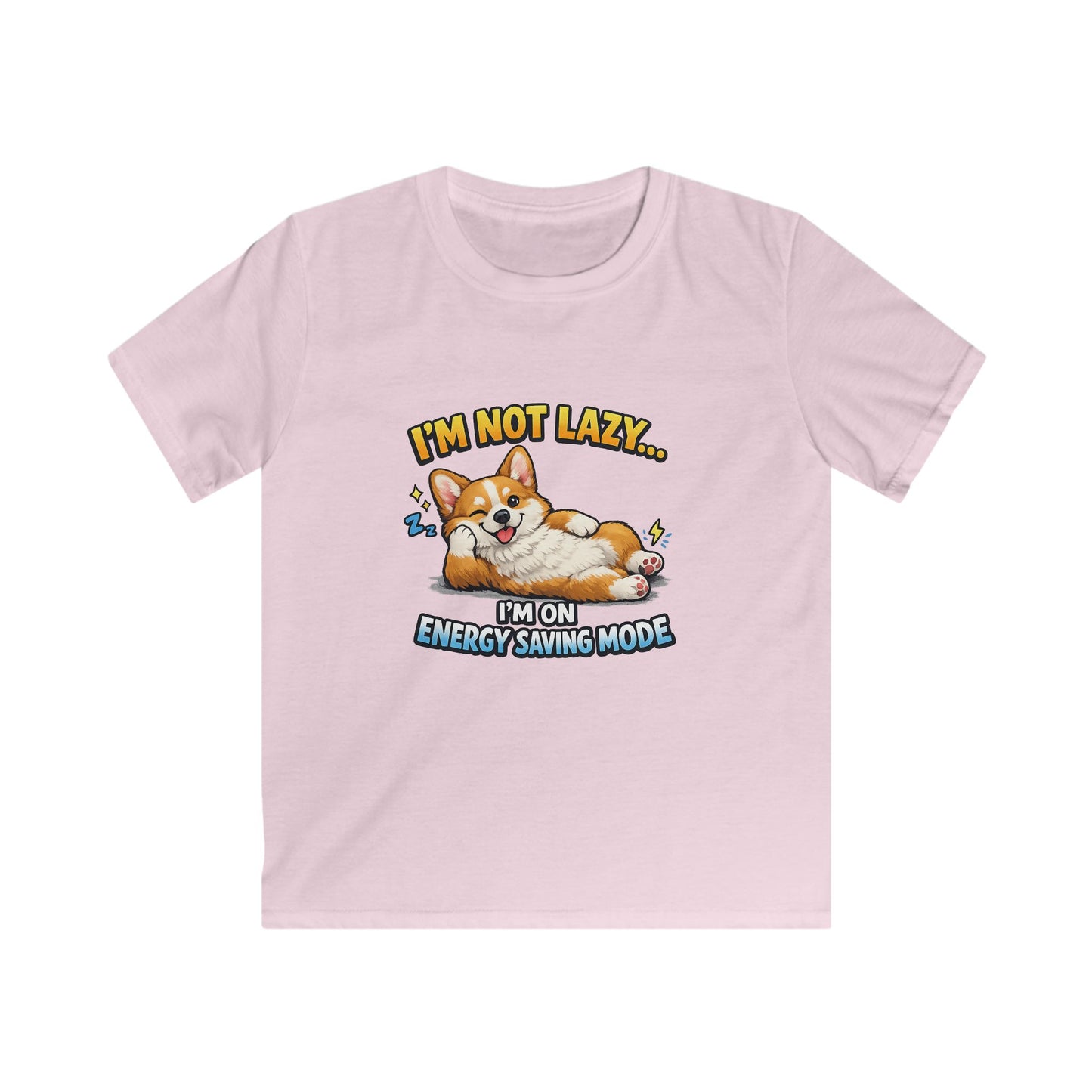 Kids Tee — Cute Corgi “I’m Not Lazy… I’m on Energy Saving Mode”