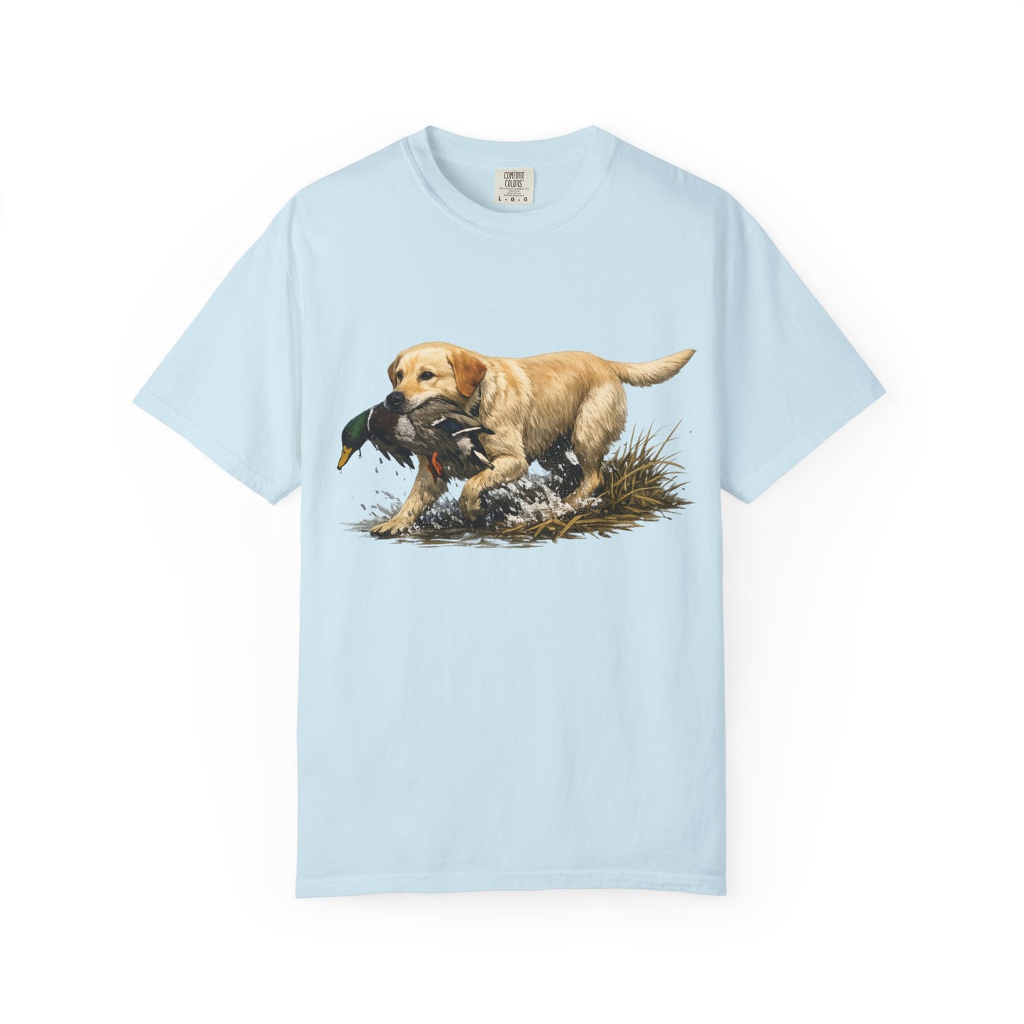 Labrador Retriever Hunting Dog T-Shirt — Yellow Lab with Duck Graphic