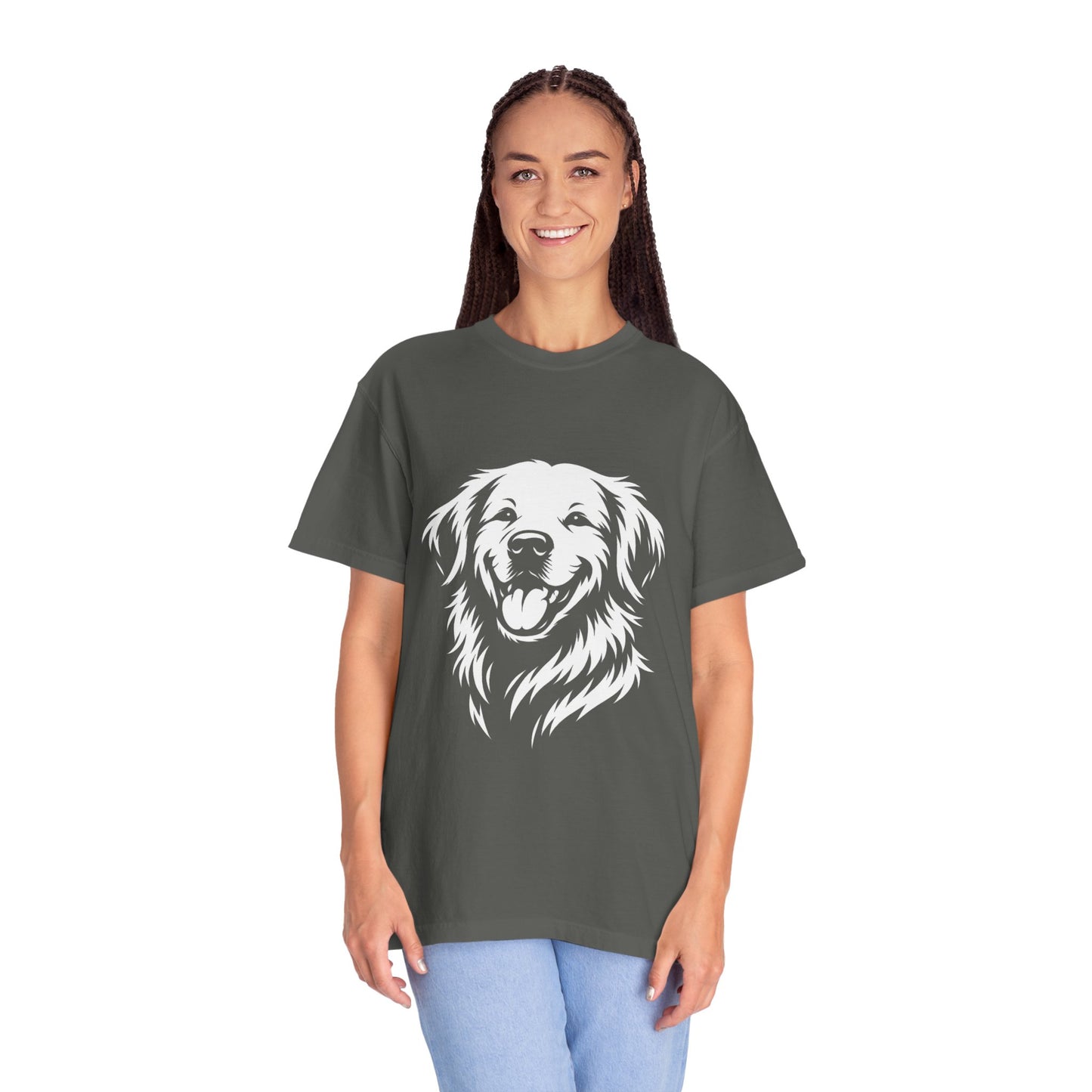 Happy Golden Retriever T-Shirt — Smiling Dog Portrait Tee for Dog Lovers