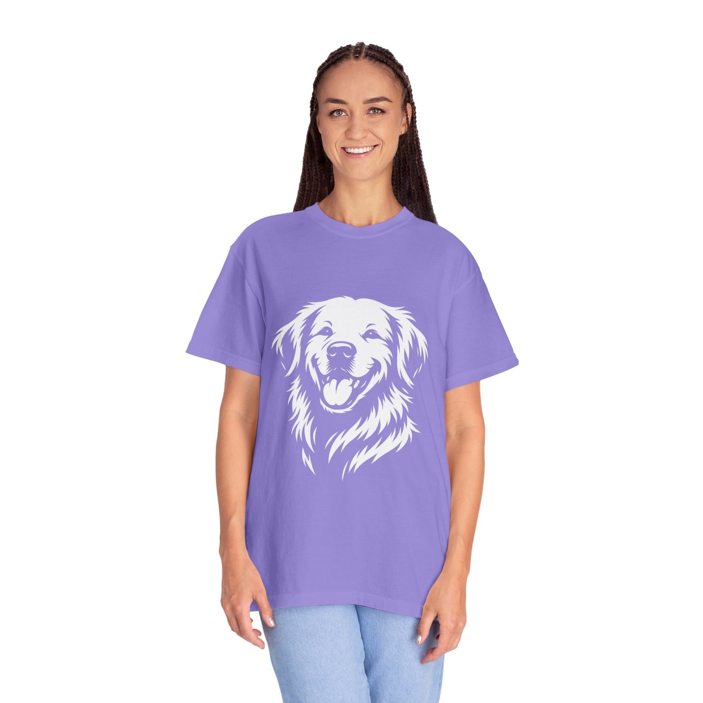Happy Golden Retriever T-Shirt — Smiling Dog Portrait Tee for Dog Lovers