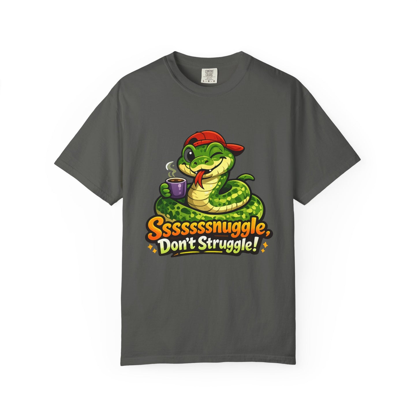Ssssnuggle Snake T-Shirt — "Ssssssnnuggle, Don't Struggle!" Cute Cozy Snake Graphic Tee