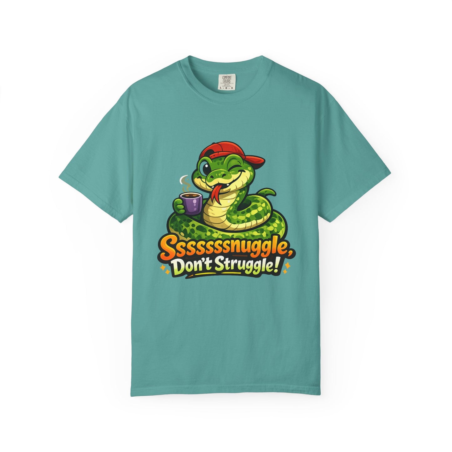 Ssssnuggle Snake T-Shirt — "Ssssssnnuggle, Don't Struggle!" Cute Cozy Snake Graphic Tee